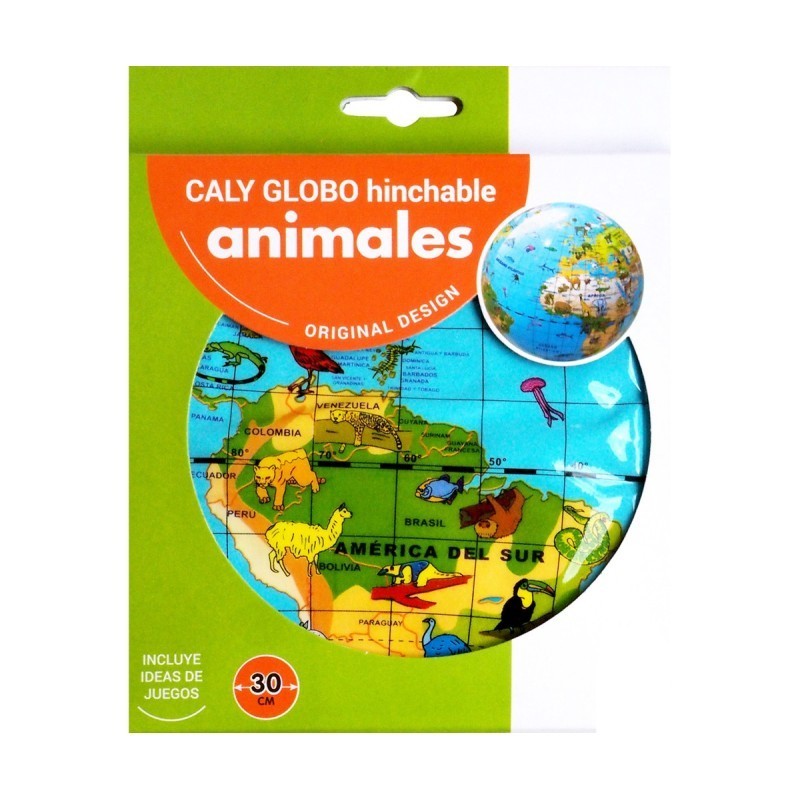 https://villapeques.es/ villapeques, librería cuentacuentos, sitio menudo, menudo sitio GLOBO TERRÁQUEO HINCHABLE ANIMALES 30cms