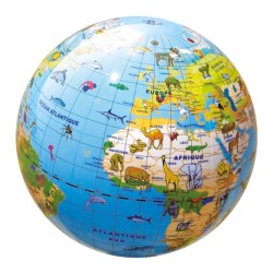 https://villapeques.es/ villapeques, librería cuentacuentos, sitio menudo, menudo sitio GLOBO TERRÁQUEO HINCHABLE ANIMALES 30cms